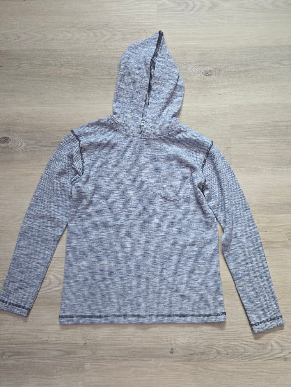 BKE Kids Ribbed Long Sleeve Hooded Heathered Blue Size M